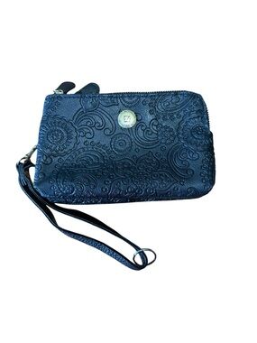 Stone Mountain Embossed Floral Wristlet Clutch - Black
